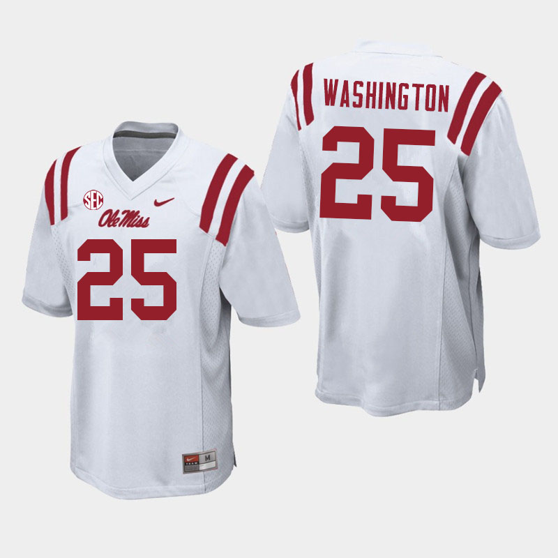 Men #25 Trey Washington Ole Miss Rebels College Football Jerseys Sale-White